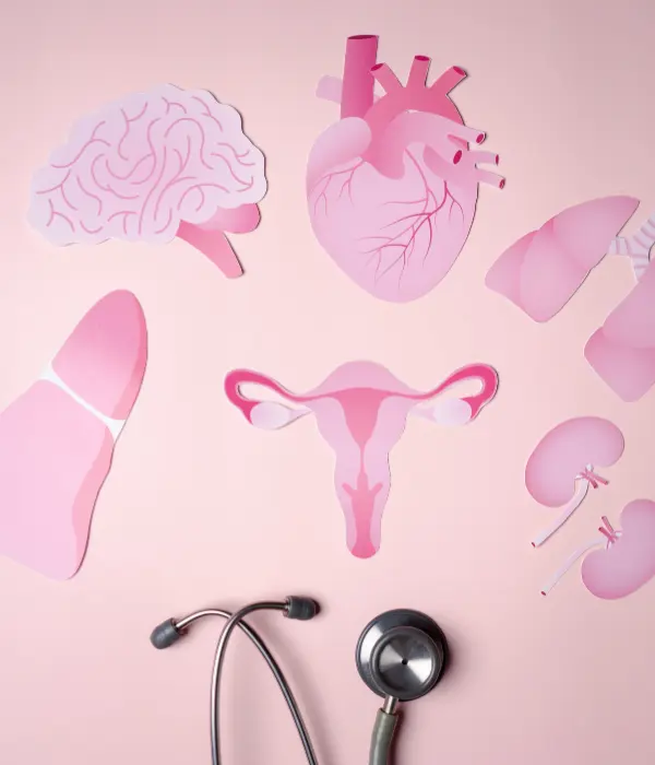 PCOD PCOS condition showing hormonal imbalance in women with ovary cyst illustration and health care