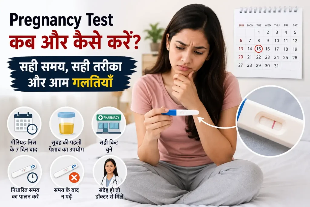 Pregnancy Test कब और कैसे करें सही समय, सही तरीका और आम गलतियाँ