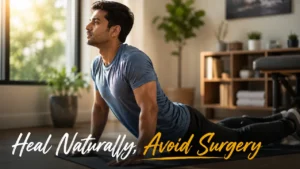 Patient with lower back pain showing lumbar slip disc during non surgical slip disc treatment in Mohali