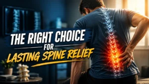 Patient with severe lower back pain and lumbar nerve compression representing spine surgery in Punjab
